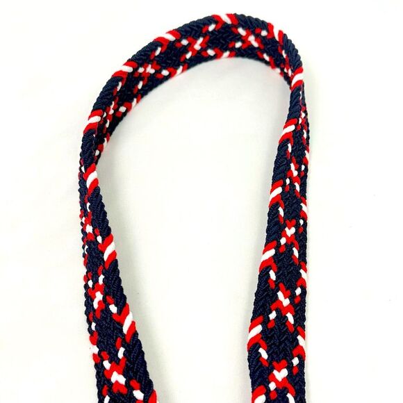 Dibi Red Blue White Woven Leather Tip D Buckle Stretch Nautical Coastal Belt - Picture 7 of 12